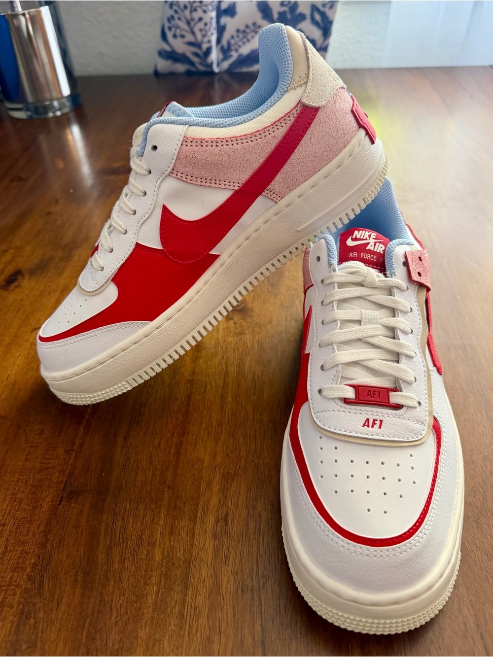 Nike Air Force 1 Low White, Red & Pink Accent